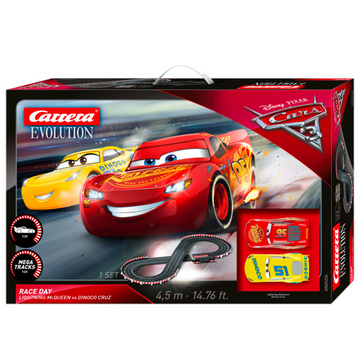 Carrera Evolution Cars 3 Race Day Slot Racing Set Lightning McQueen vs Dinoco Cruz